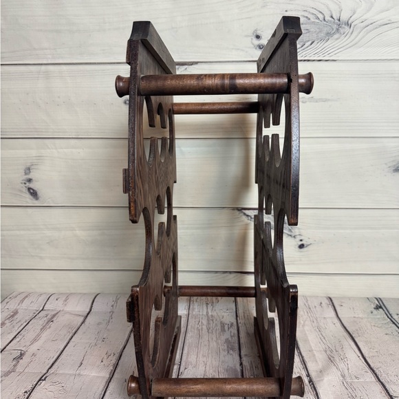 Rustic Wooden Barrel Wine Rack - Picture 2 of 5